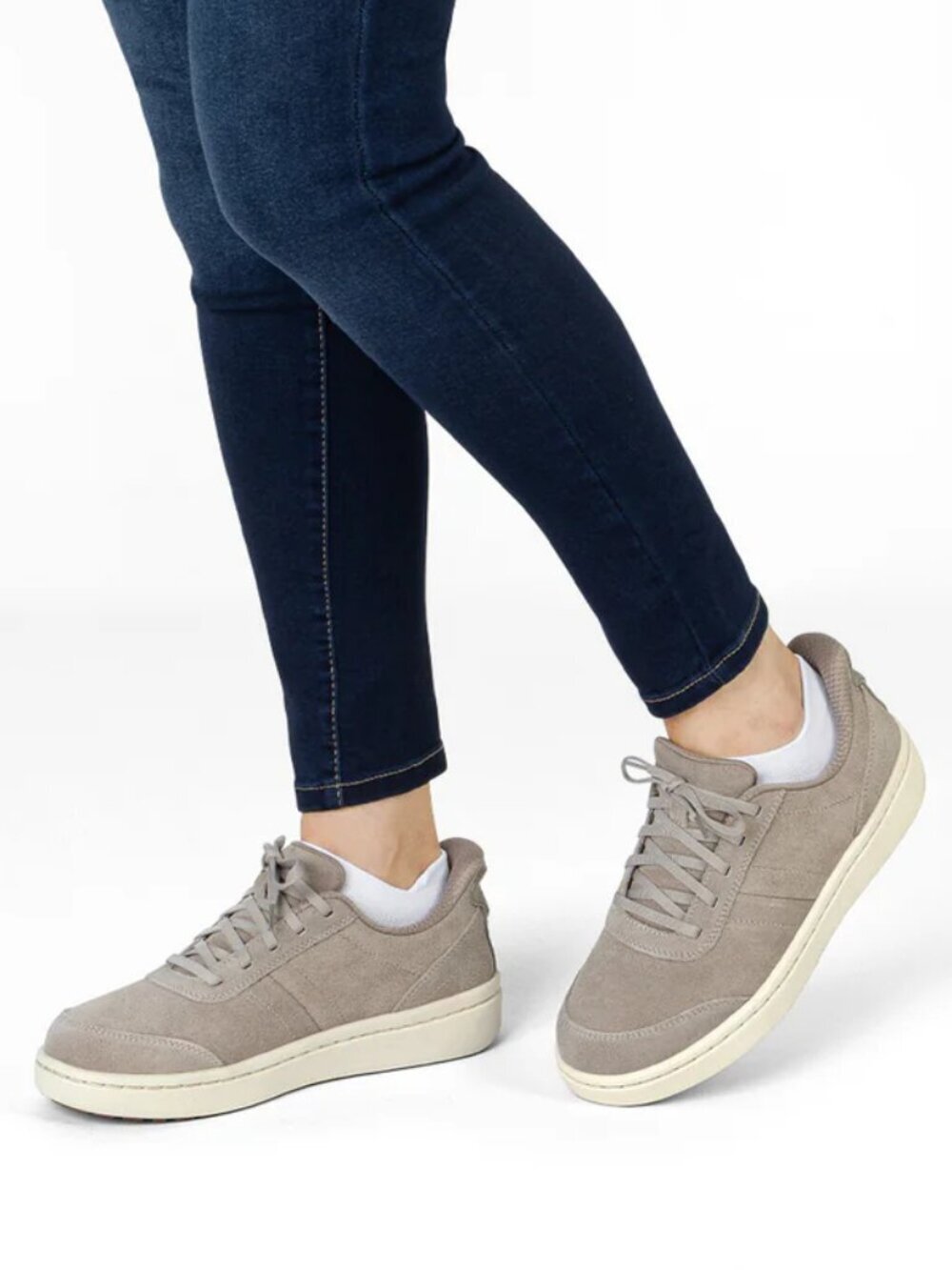 Orthofeet Wander Hands-Free Sneakers - Color: Taupe - Size: Women 11.5 Wide (D)